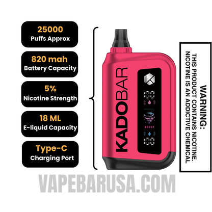 Cherry Hard Candy Kado Bar Rizz 25000 Disposable Vape Specifcations