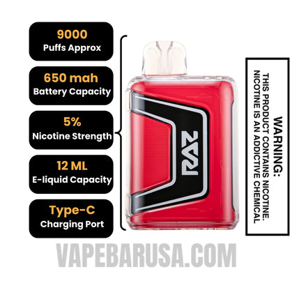 Cherry Lemon RAZ TN9000 Disposable Vape Specifications