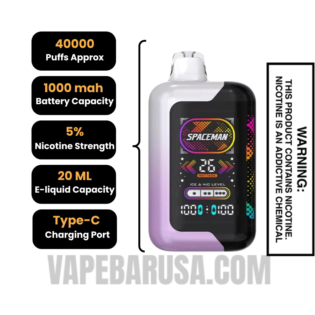 Cherry Pomegranate Spaceman SP40000 Disposable Vape Specifications