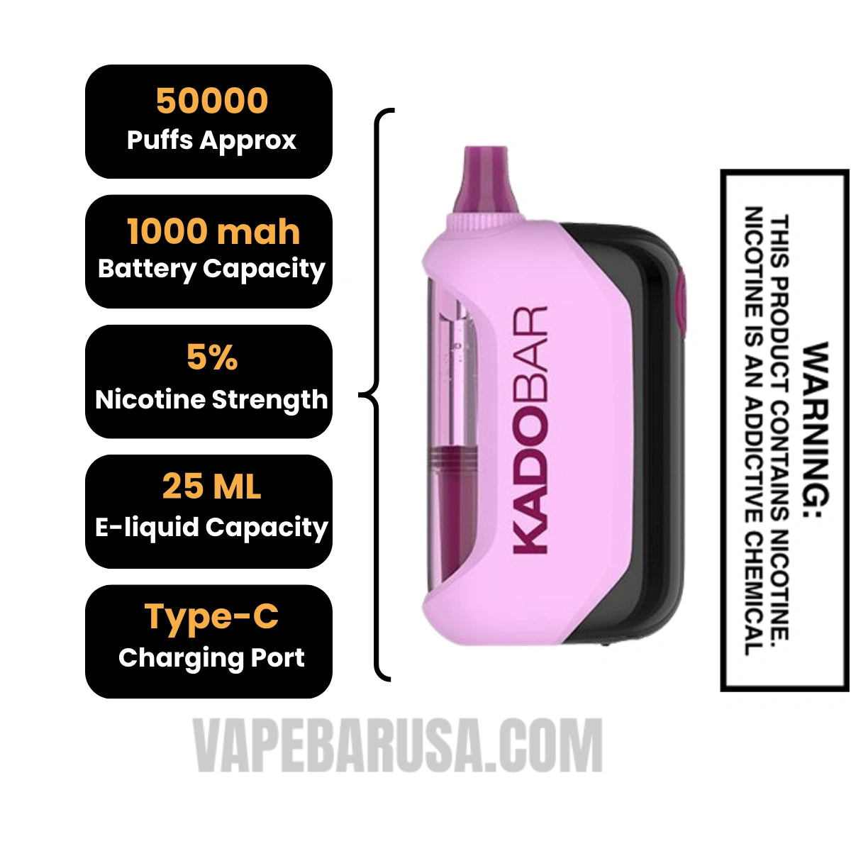 Cherry Strapple Kado Bar Drip 50K Disposable Vape Specifications