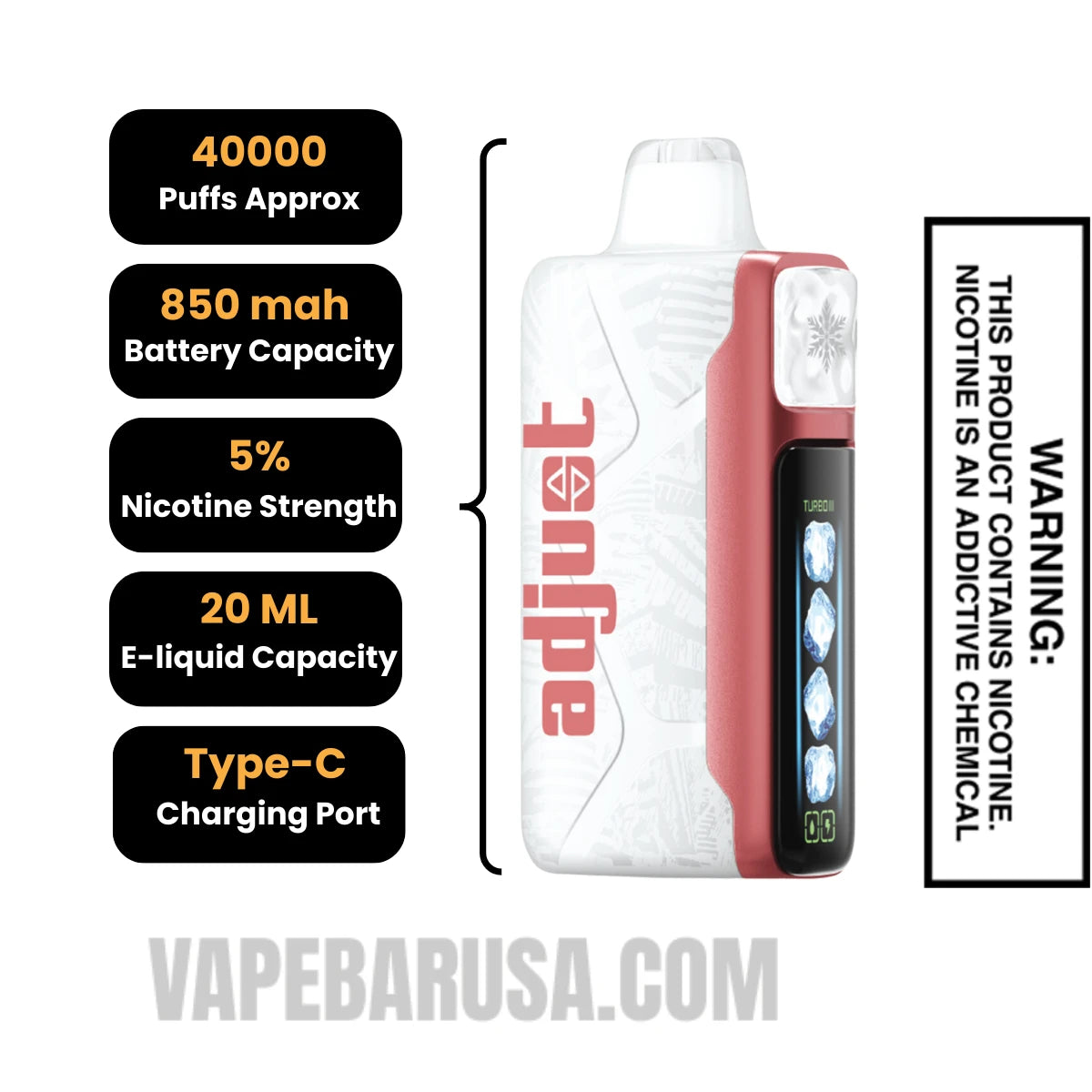 Cherry Strazz Adjust MyCool 40K Disposable Vape Specifications