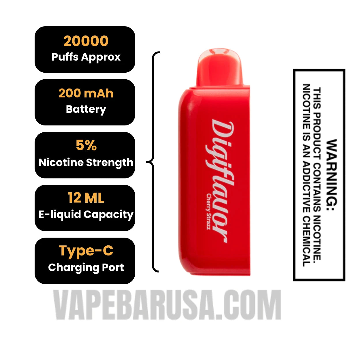 Cherry Strazz Digiflavor BRK 20K Disposable POD Specifications