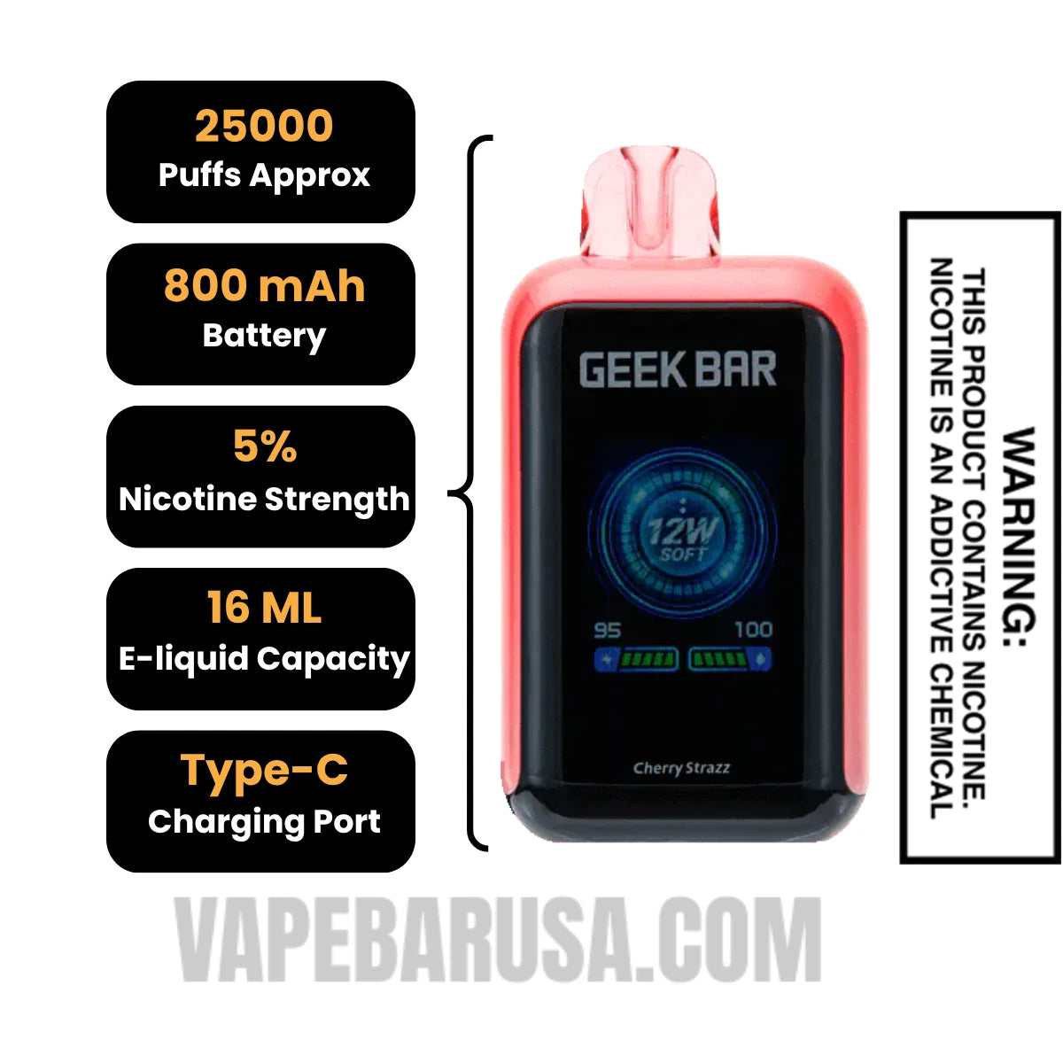 Cherry Strazz Geek Bar Skyview Disposable Vape Specifications