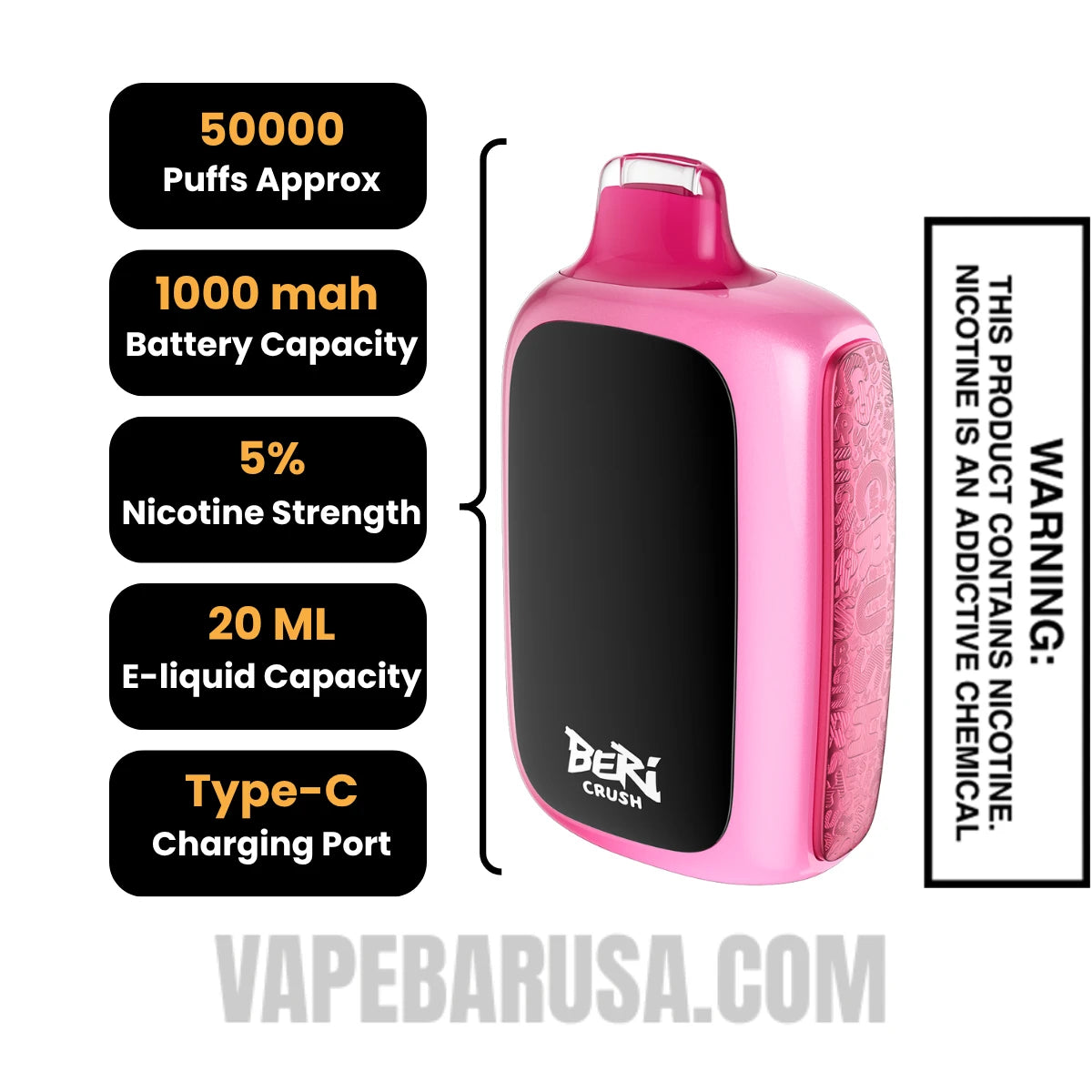 Cherry B-Pop Beri Crush 50K Disposable Vape Specifications