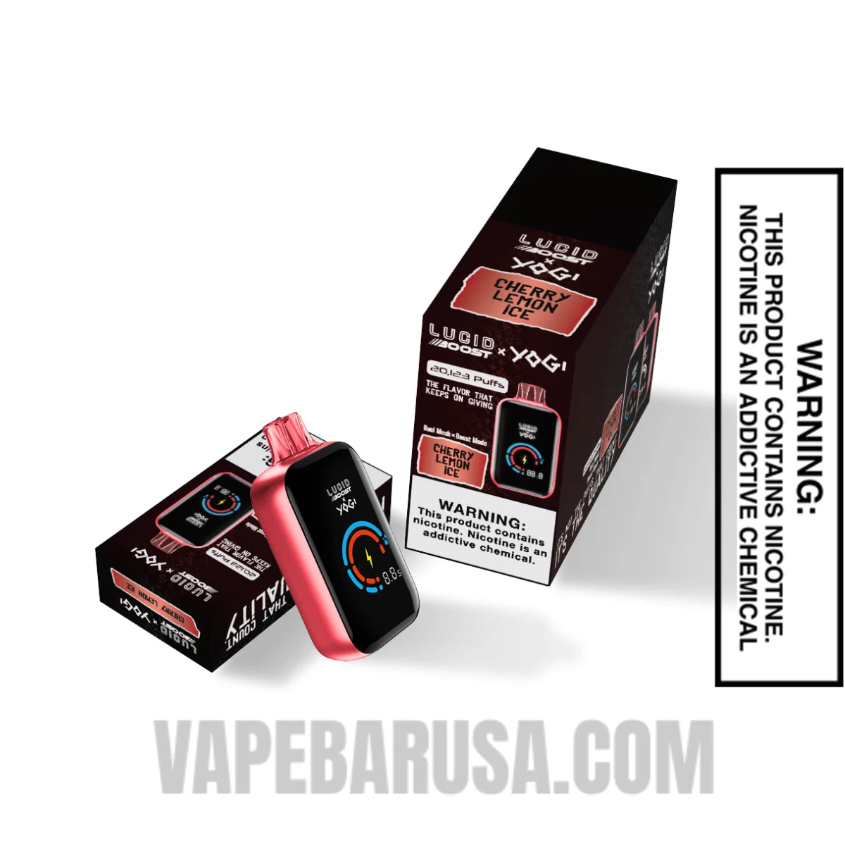 Cherry Lemon Ice Lucid Boost X Yogi 20123 Disposable Vape With Bundle Pack