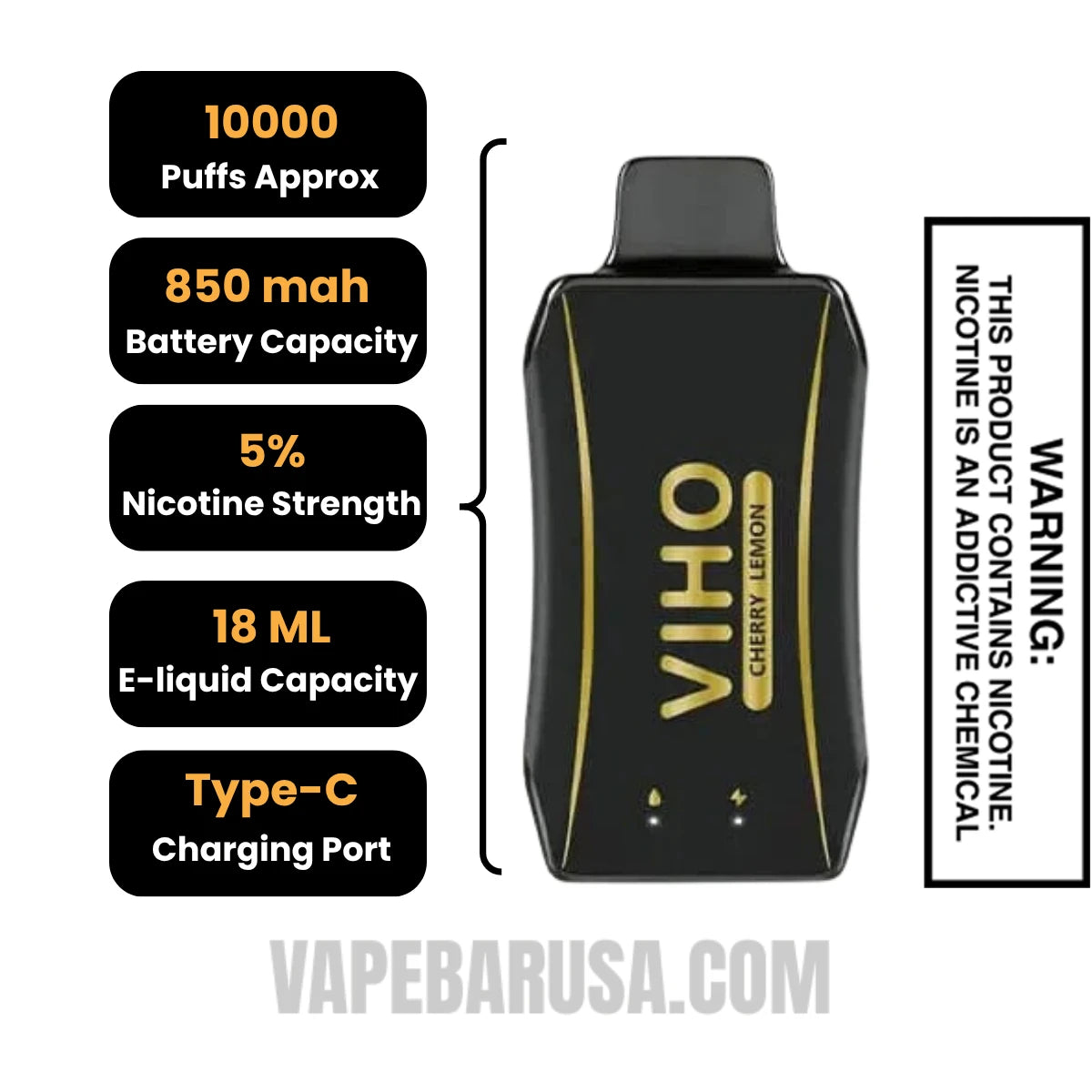 Cherry Lemon VIHO Turbo Vape 10000 Puffs