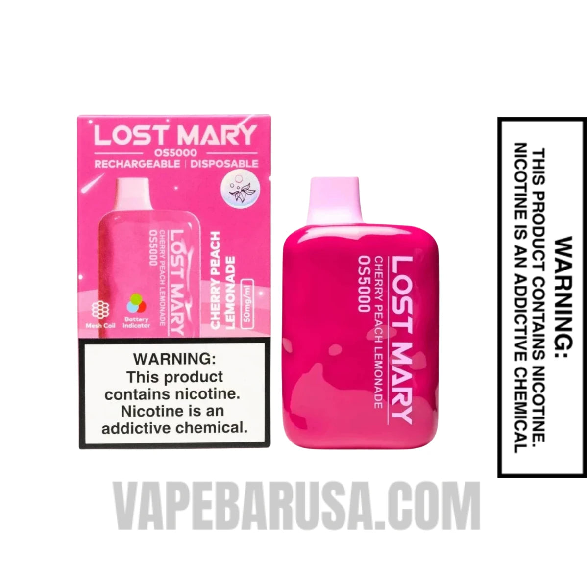 Cherry Peach Lemonade Lost Mary OS5000 Vape With Package Box