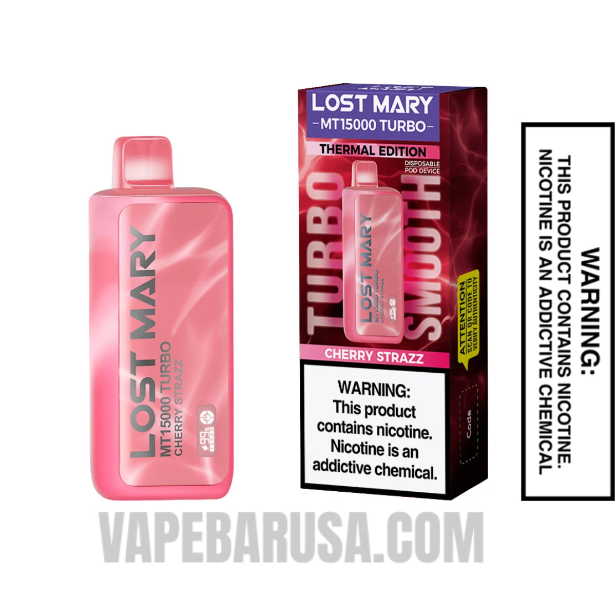 Cherry Strazz Lost Mary MT15000 Disposable Vape With Package Box