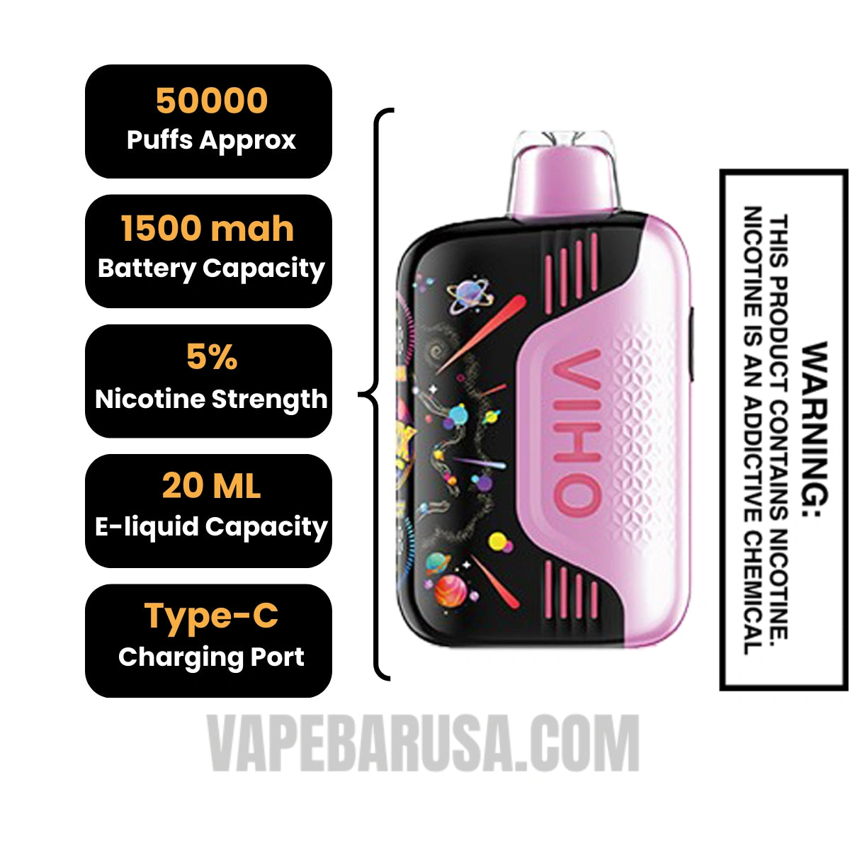 Cherry Strazz VIHO TRX 50K Disposable Vape Specifications

