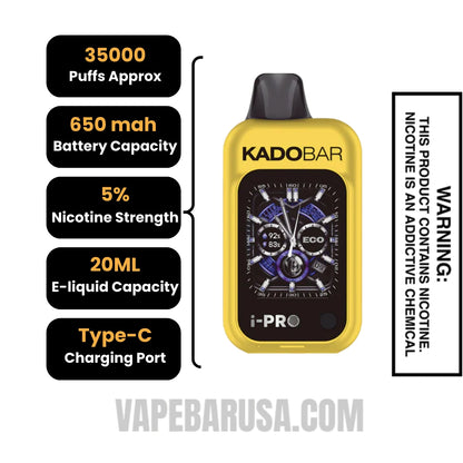 Chilled Aloe Mango Kado Bar i-Pro 35K Disposable Vape Specifications