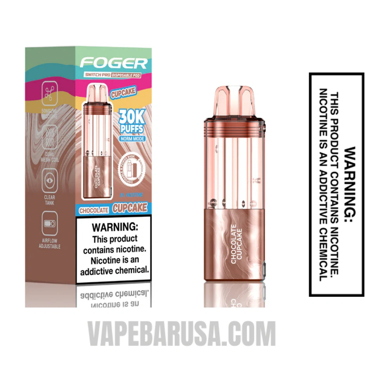 Chocolate Cupcake Foger Switch Pro 30K Disposable Pod With Package Box