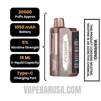 Chocolate Cupcake Foger Switch Pro 30K Disposable Vape Kit specifications