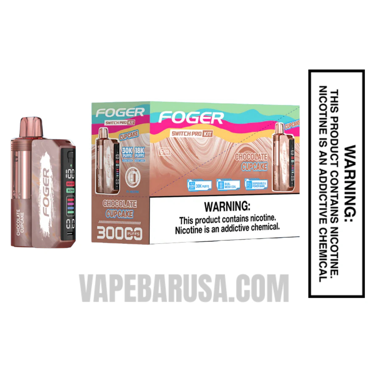 Chocolate Cupcake Foger Switch Pro 30K Disposable Vape Kit With Bundle Pack