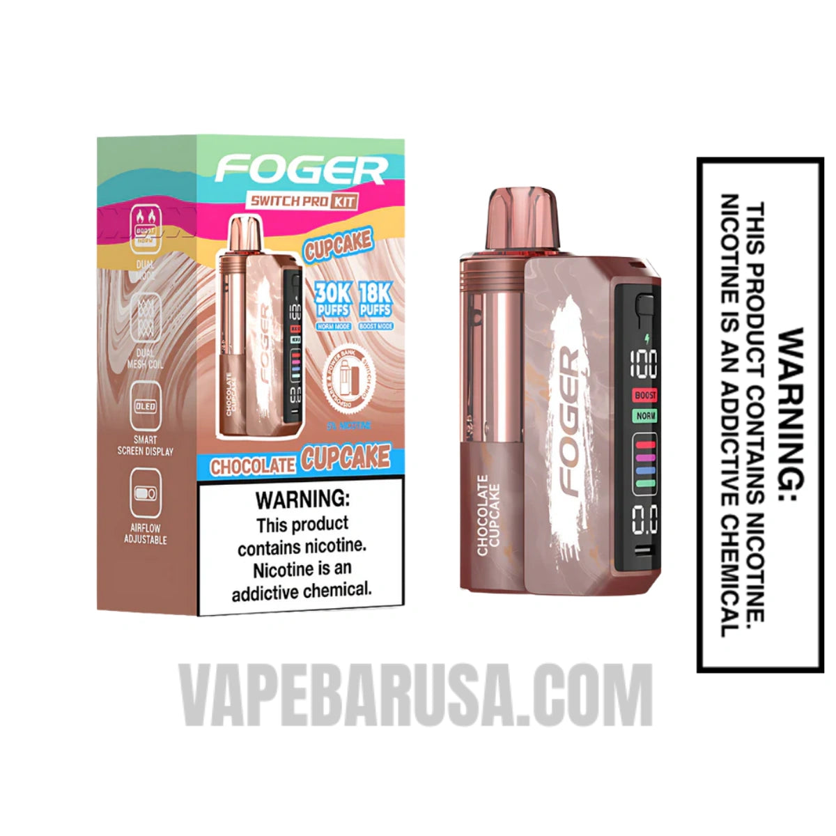 Chocolate Cupcake Foger Switch Pro 30K Disposable Vape Kit With Package Box