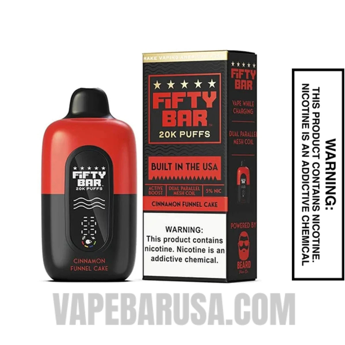 Cinnamon Funnel Cake Fifty Bar 20k Disposable Vape With Package Box