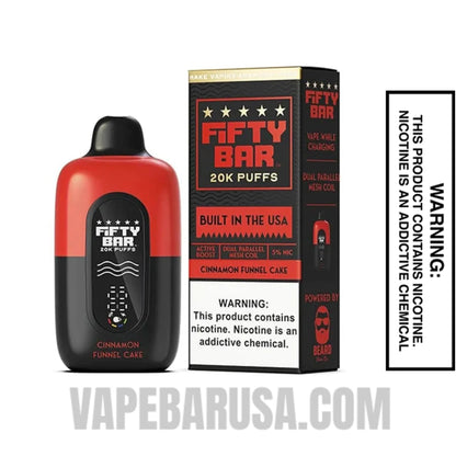 Cinnamon Funnel Cake Fifty Bar 20k Disposable Vape With Package Box