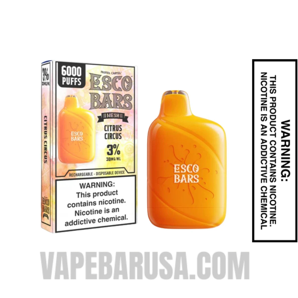 Citrus Circus Esco Bars 6000 Puffs Disposable Vape With Package Box