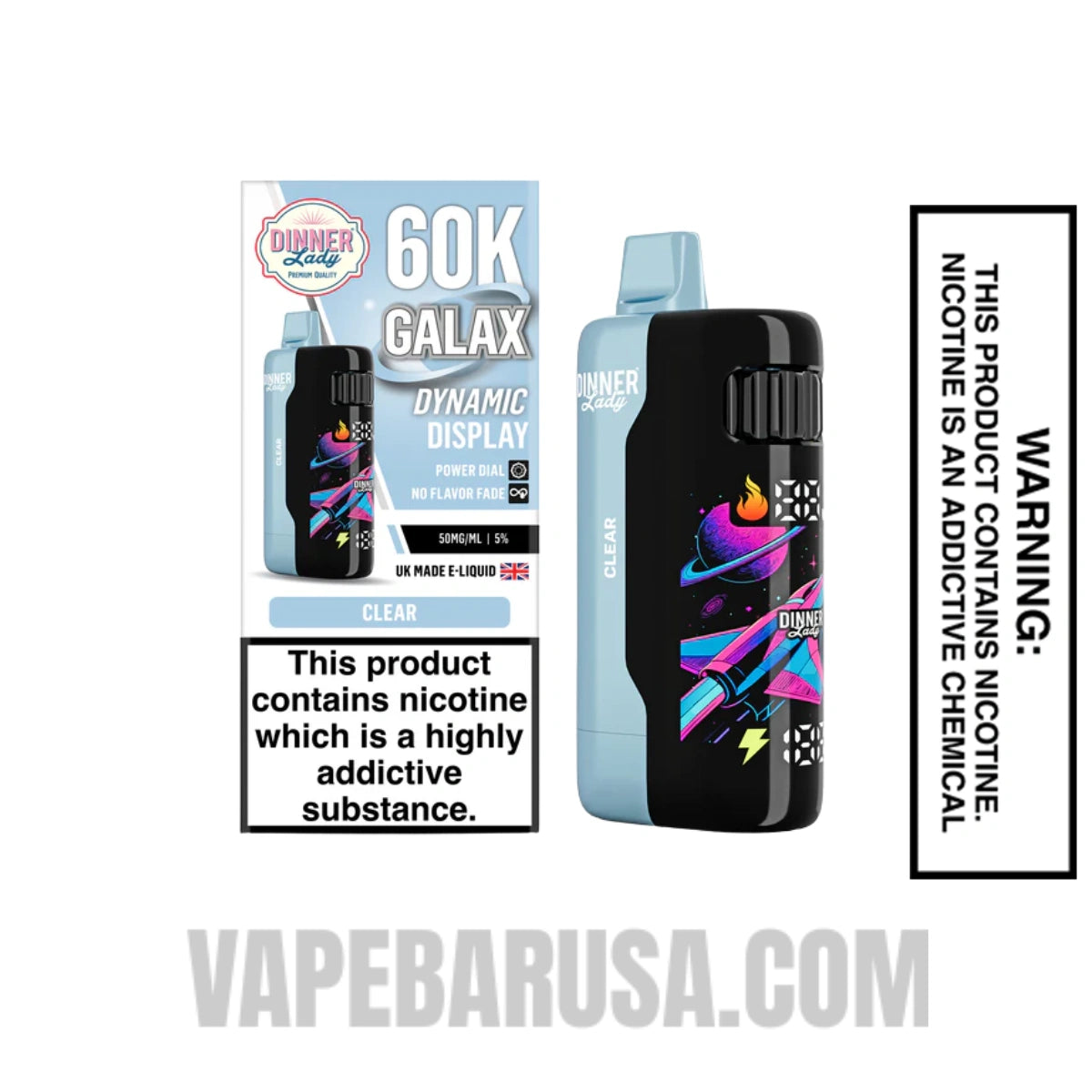 Clear Dinner Lady Galax 60K Disposable Vape with package box