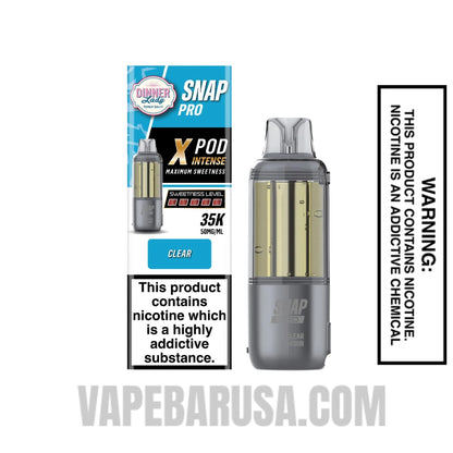 Clear Dinner Lady Snap Pro Intense 35K Pre-filled Replacement Pod With Package Box