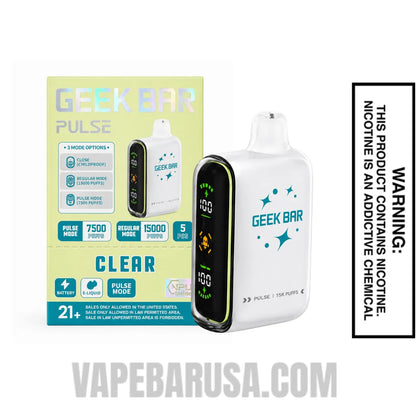 Clear Geek Bar Pulse Disposable Vape With Package Box