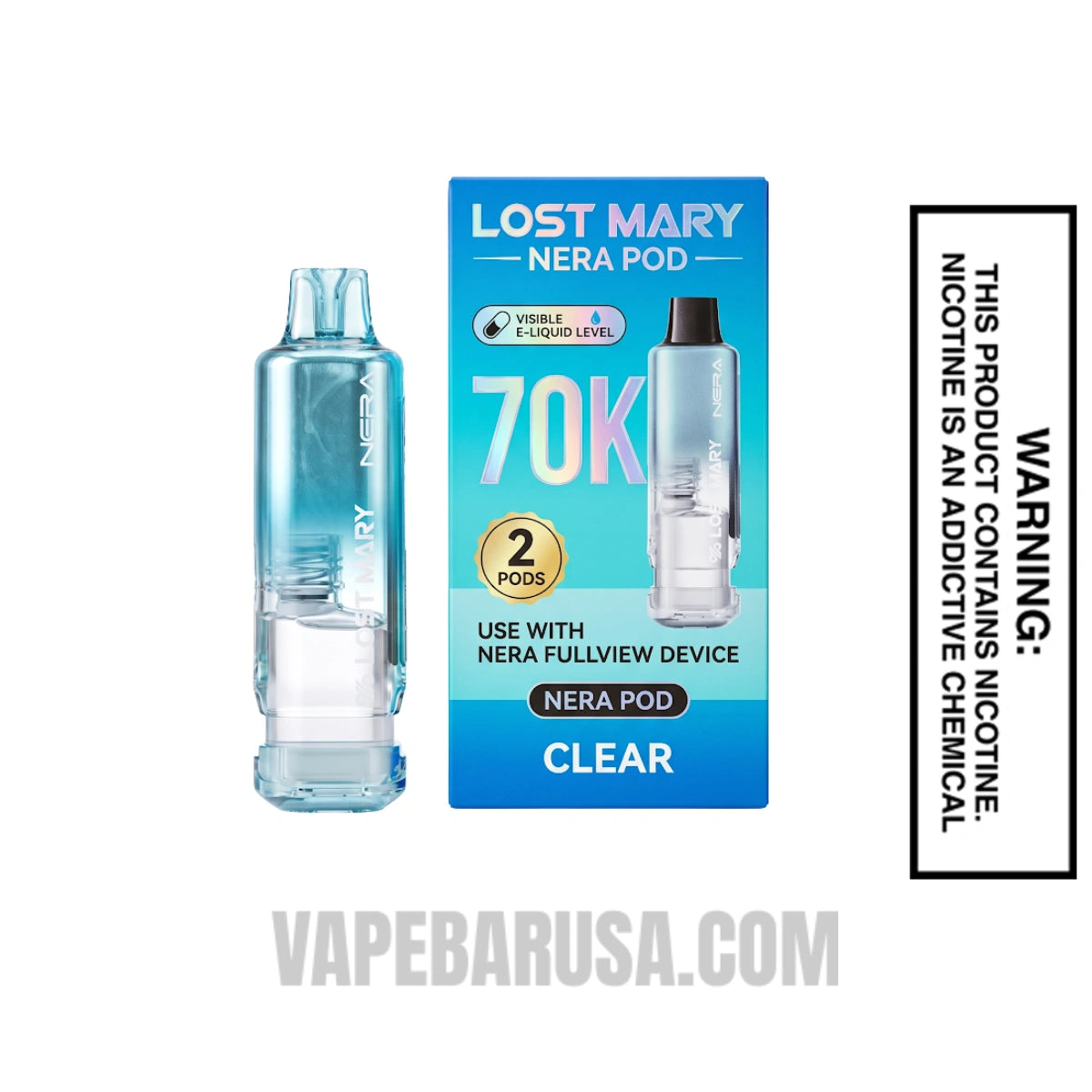Clear Lost Mary Nera Fullview 70K Disposable Vape Pod With Package Box