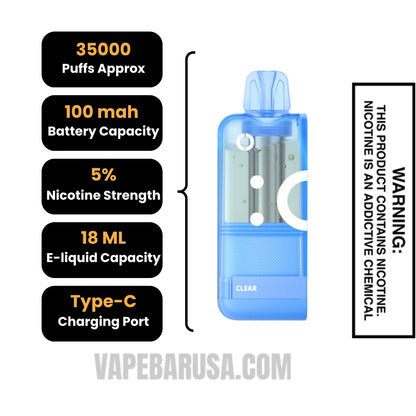 Clear Off Stamp X Crystal Cube 35K Disposable Vape Pod Specifications