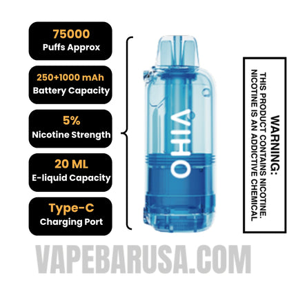 Clear VIHO Shadow 75K Vape Pod Specifications