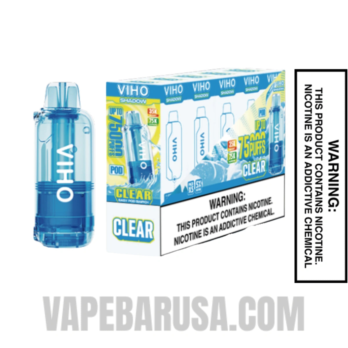 Clear VIHO Shadow 75K Vape Pod With Bundle Pack