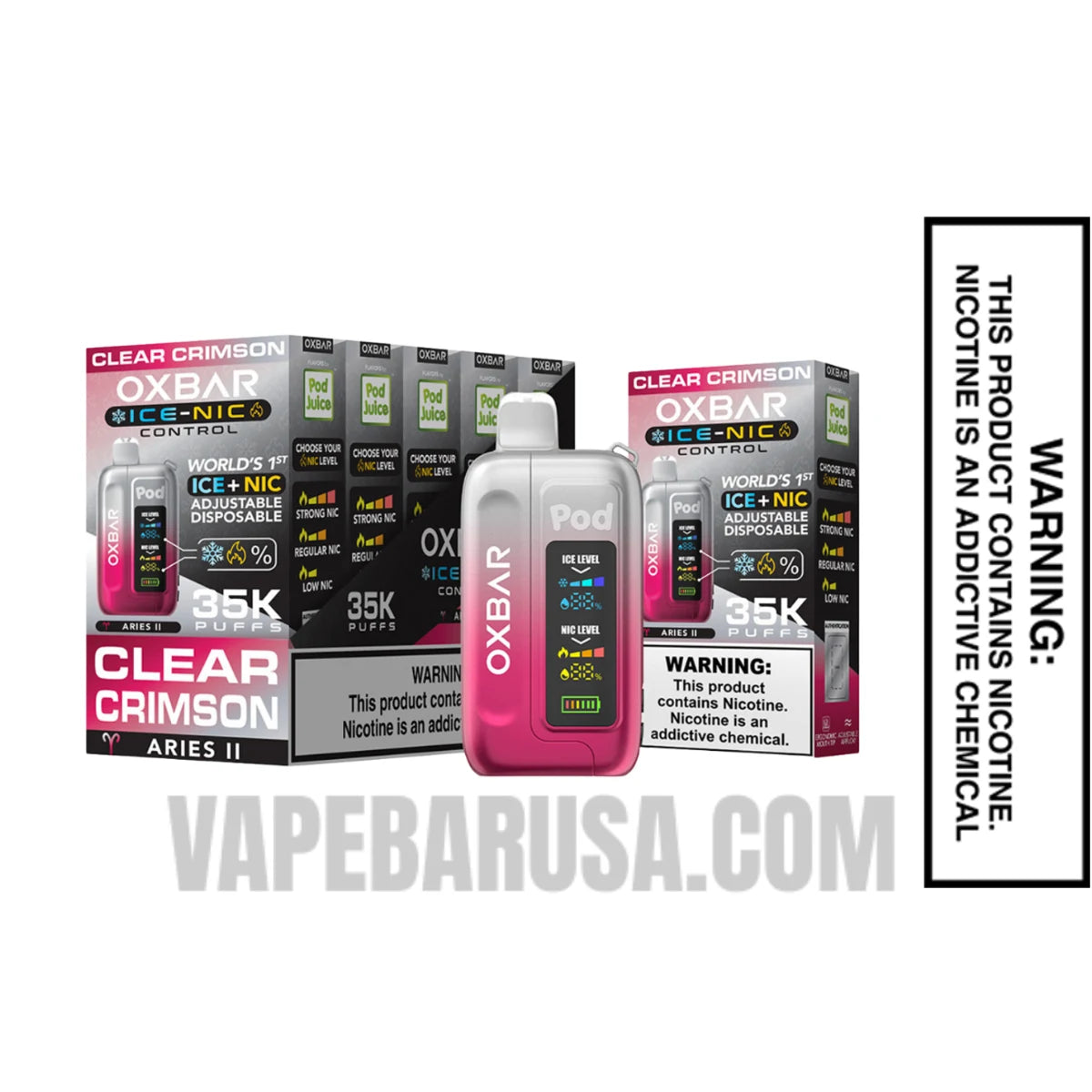 Clear Crimson OXBAR Ice-Nic Control Disposable Vape With Bundle pack