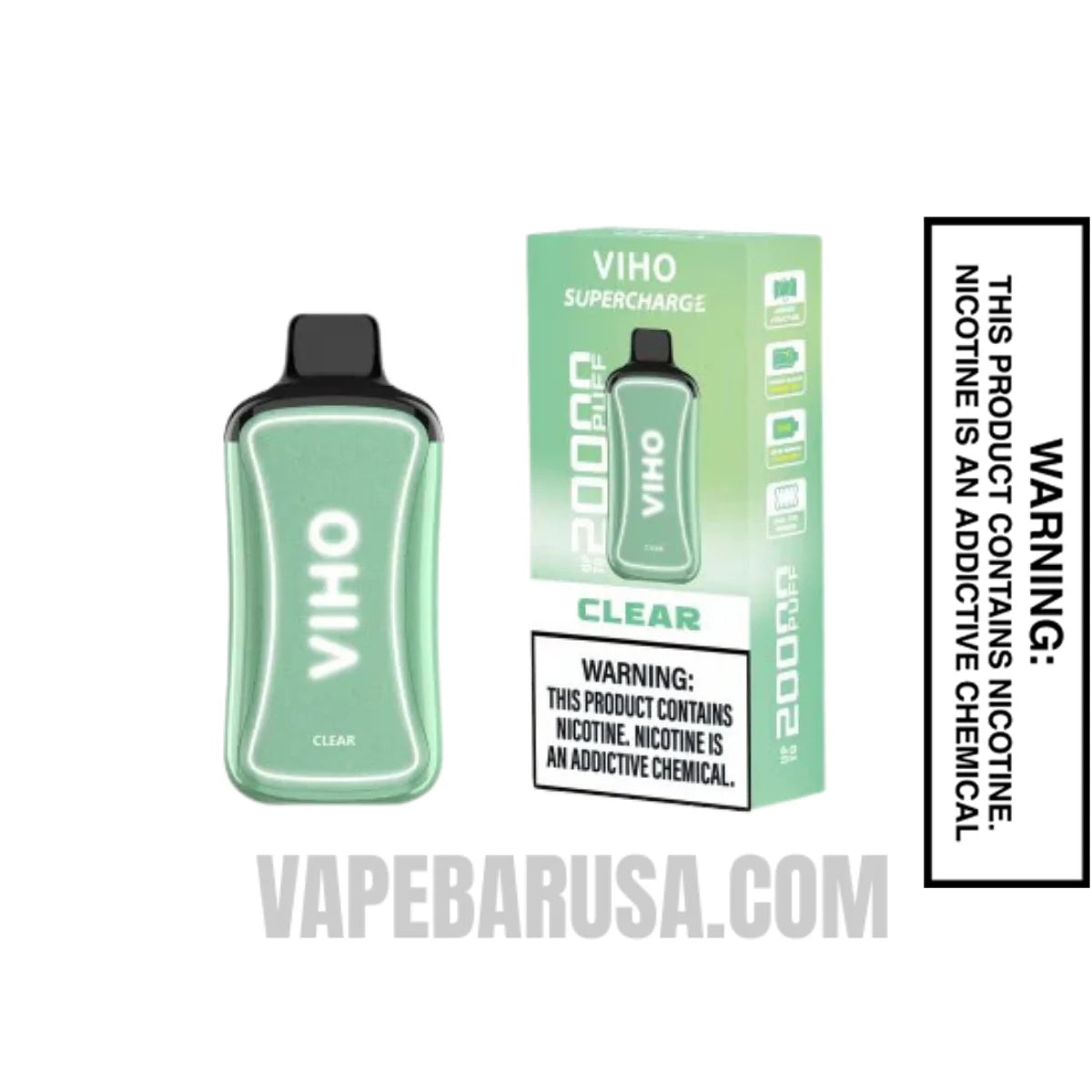 Clear (Green Box) Viho Supercharge 20000 Puffs Vape With Package Box 