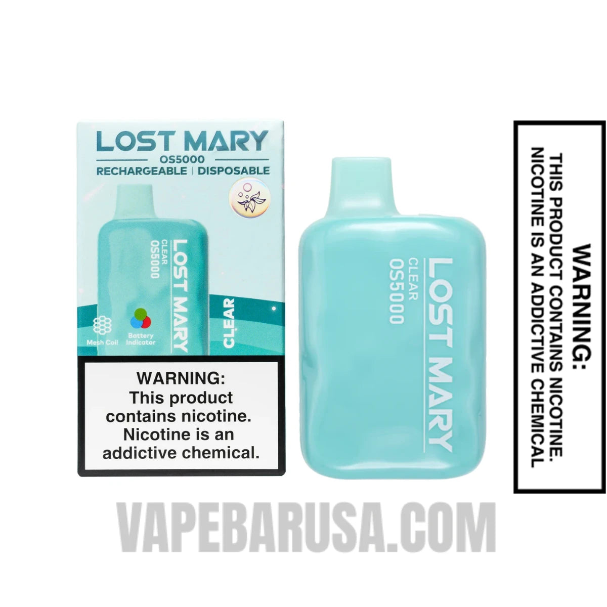 Clear Lost Mary OS5000 Disposable Vape With Package Box