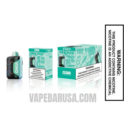 Clear VIHO TRX 50K Disposable Vape With Bundle Pack 