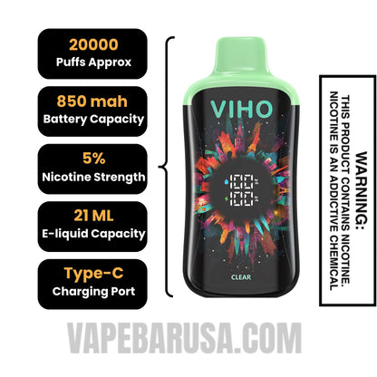 Clear Viho Supercharge Pro 20000 Puffs Vape