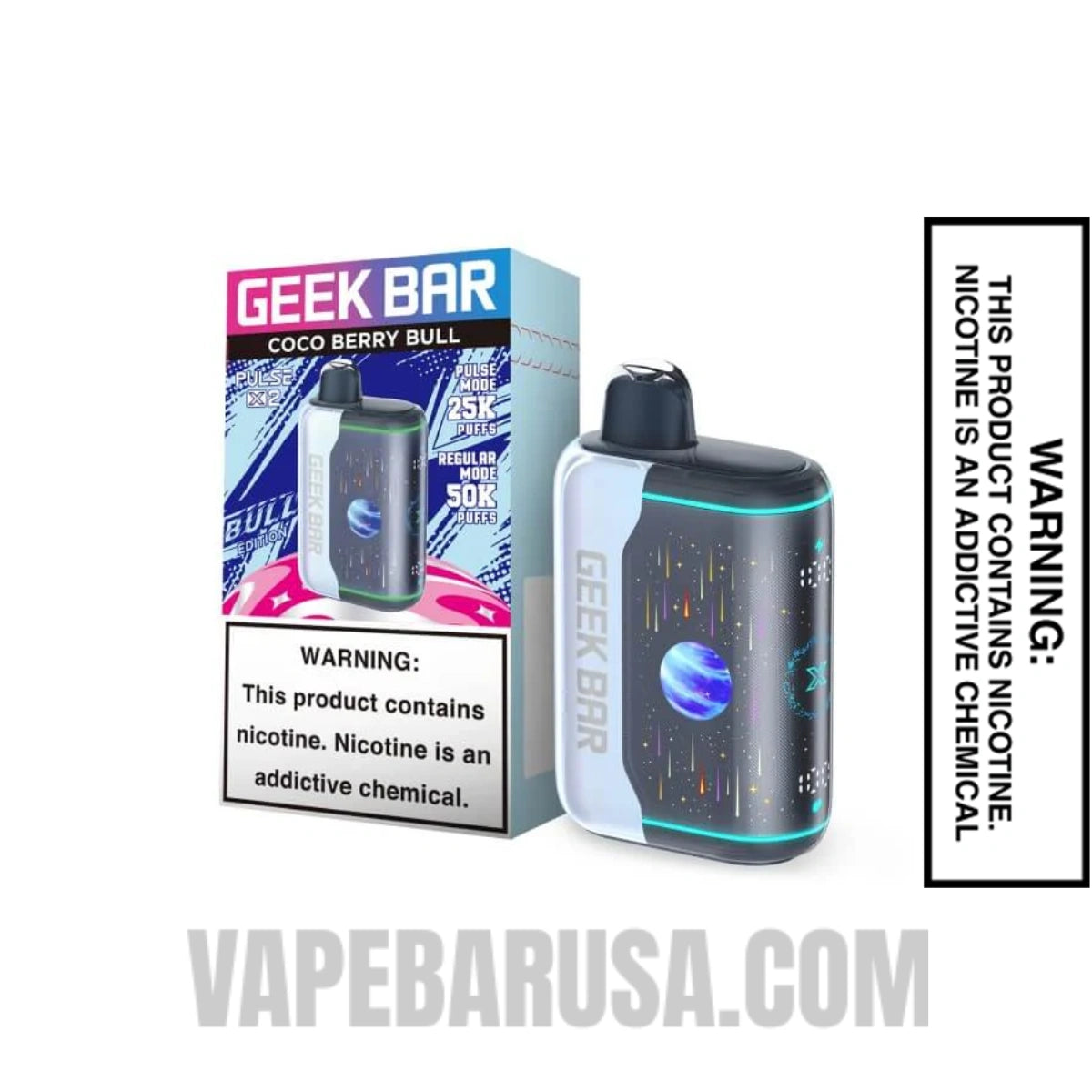Coco Berry Bull Geek Bar Pulse X2 Disposable Vape With Package Box