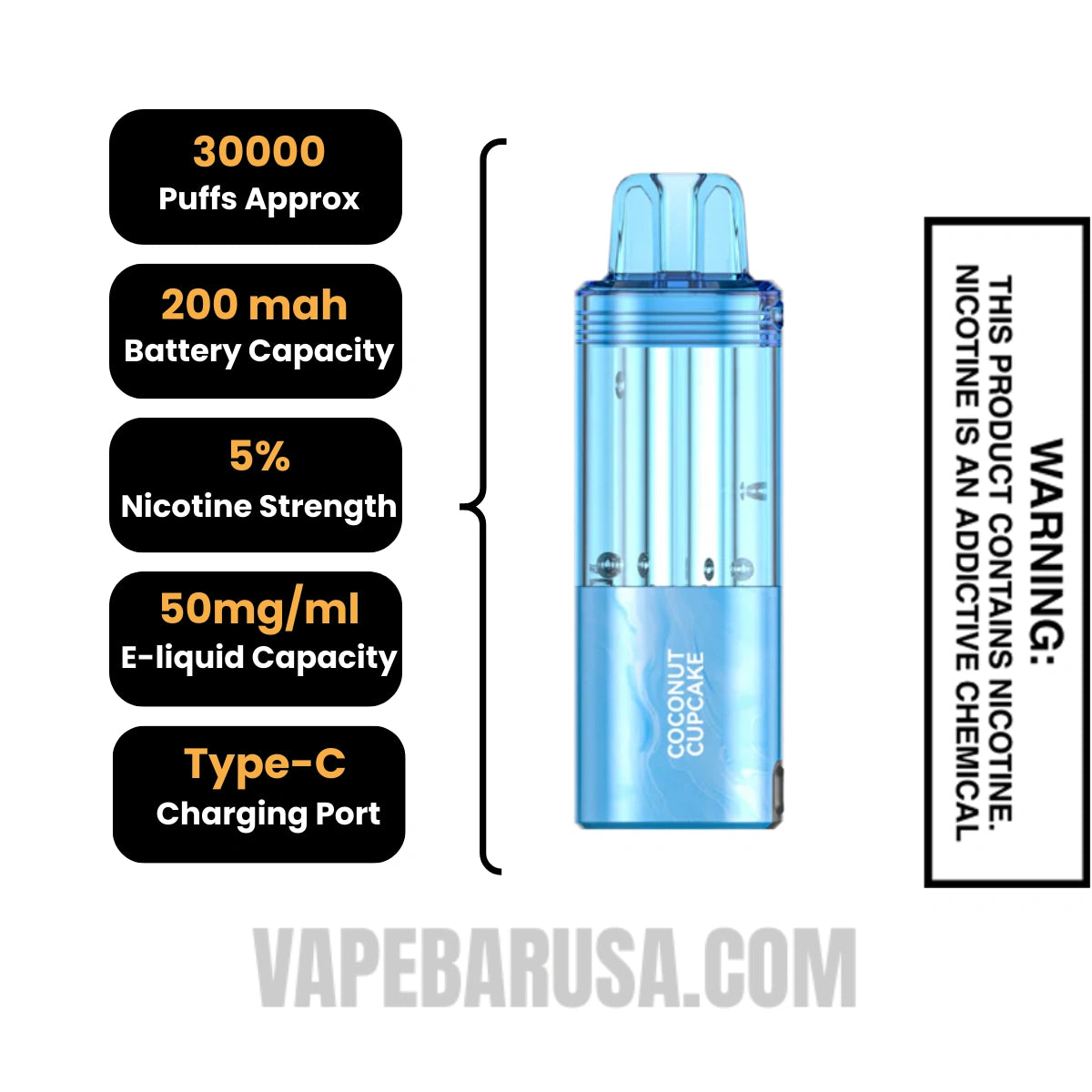 Coconut Cupcake Foger Switch Pro 30K Disposable Pod Specifications