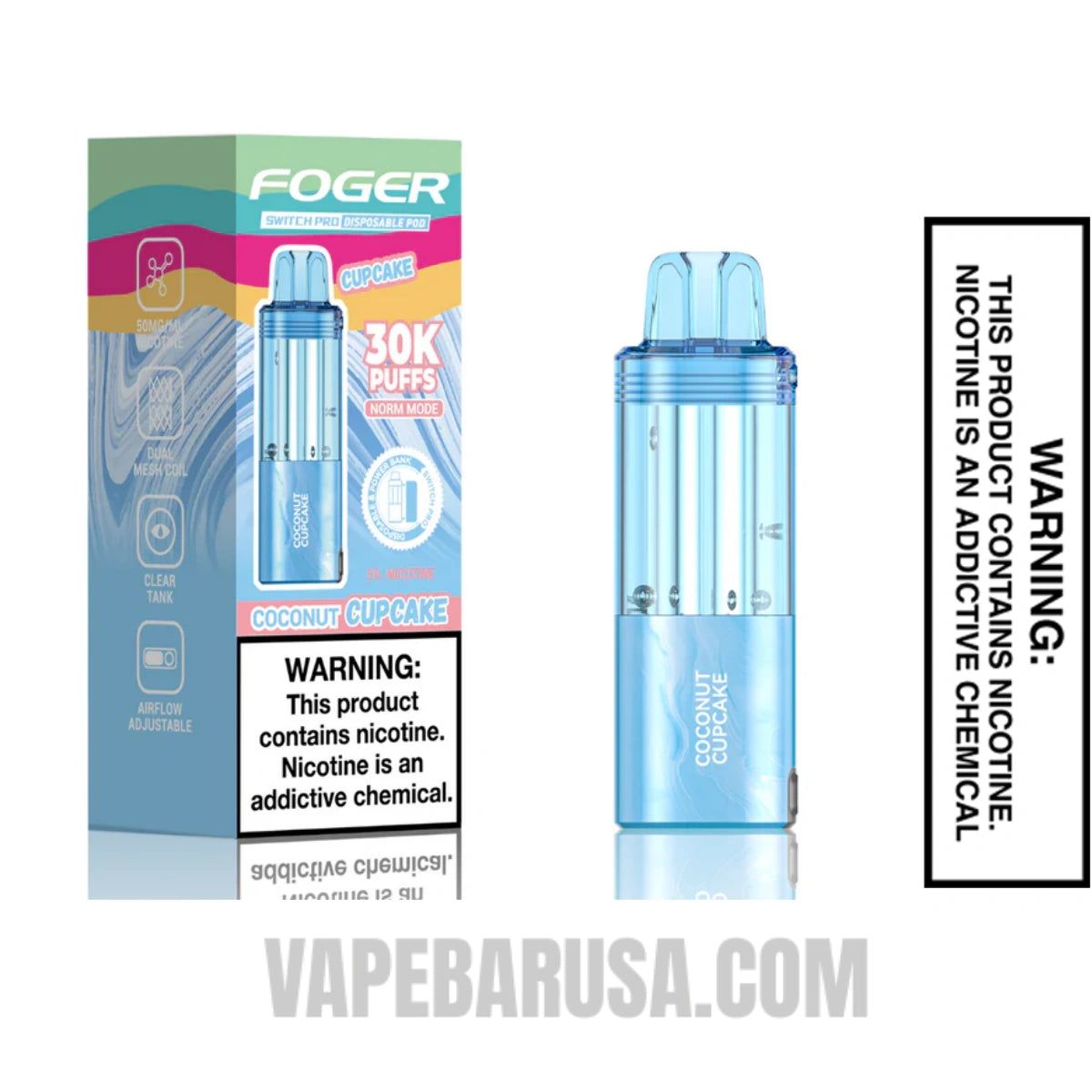 Coconut Cupcake Foger Switch Pro 30K Disposable Pod With Package Box