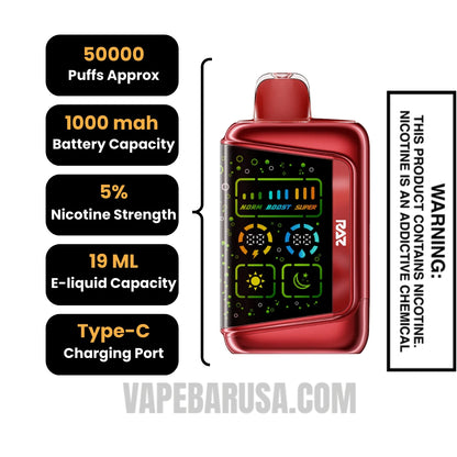 Code Red RAZ RX50K Disposable Vape Specifications