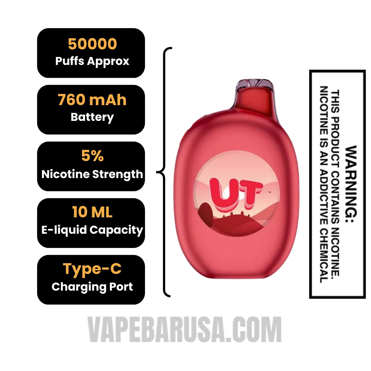 Cola Ice/Cherry Flum UT Bar 50K Disposable Vape Specifications