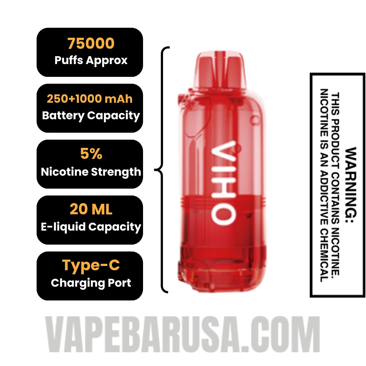 Cola slush VIHO Shadow 75K Vape Pod Specifications