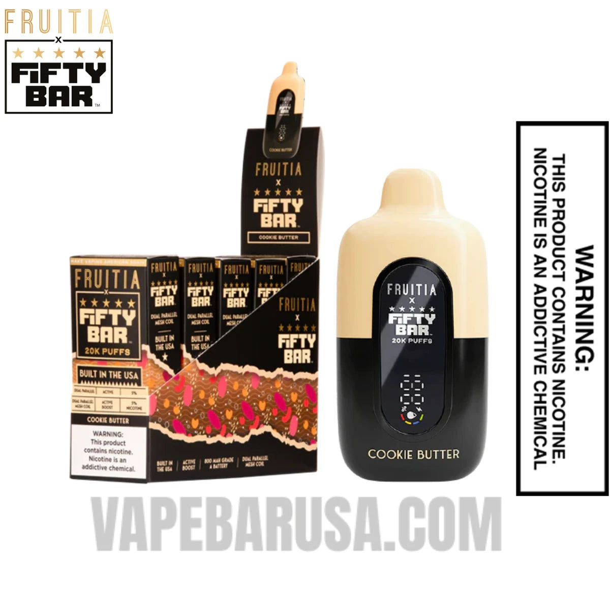 Cookie Butter Fruitia X Fifty Bar 20K Vape With Bundle Pack