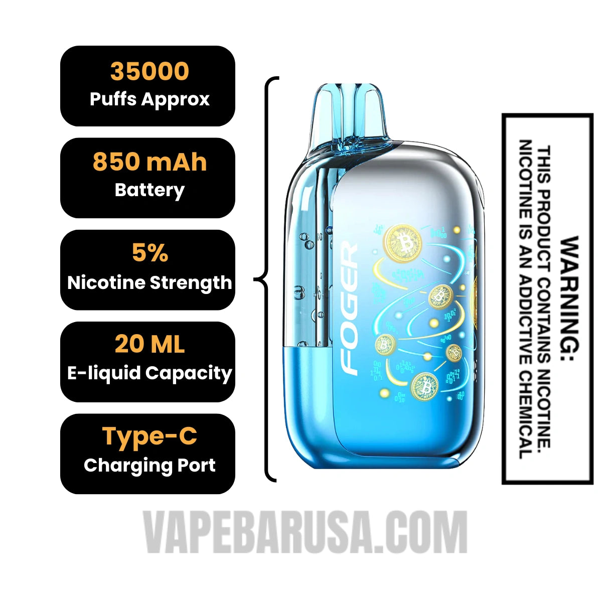 Cool Mint Foger Bit 35K Disposable Vape Specifications