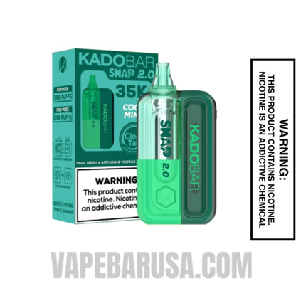 Cool Mint Kado Bar Snap 2.0 35K Disposable Vape Kit With Package Box