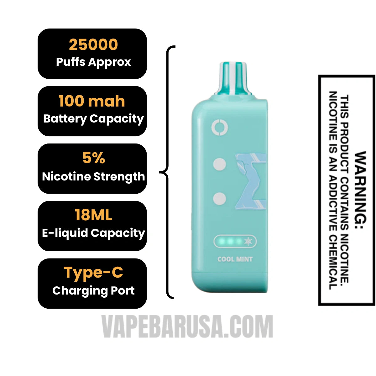 Cool Mint Off Stamp Ice Cube 25K Disposable Pod Specifications
