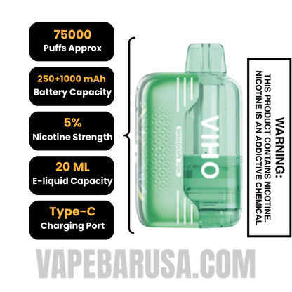 Cool Mint VIHO Shadow 75K Vape Kit Specifications