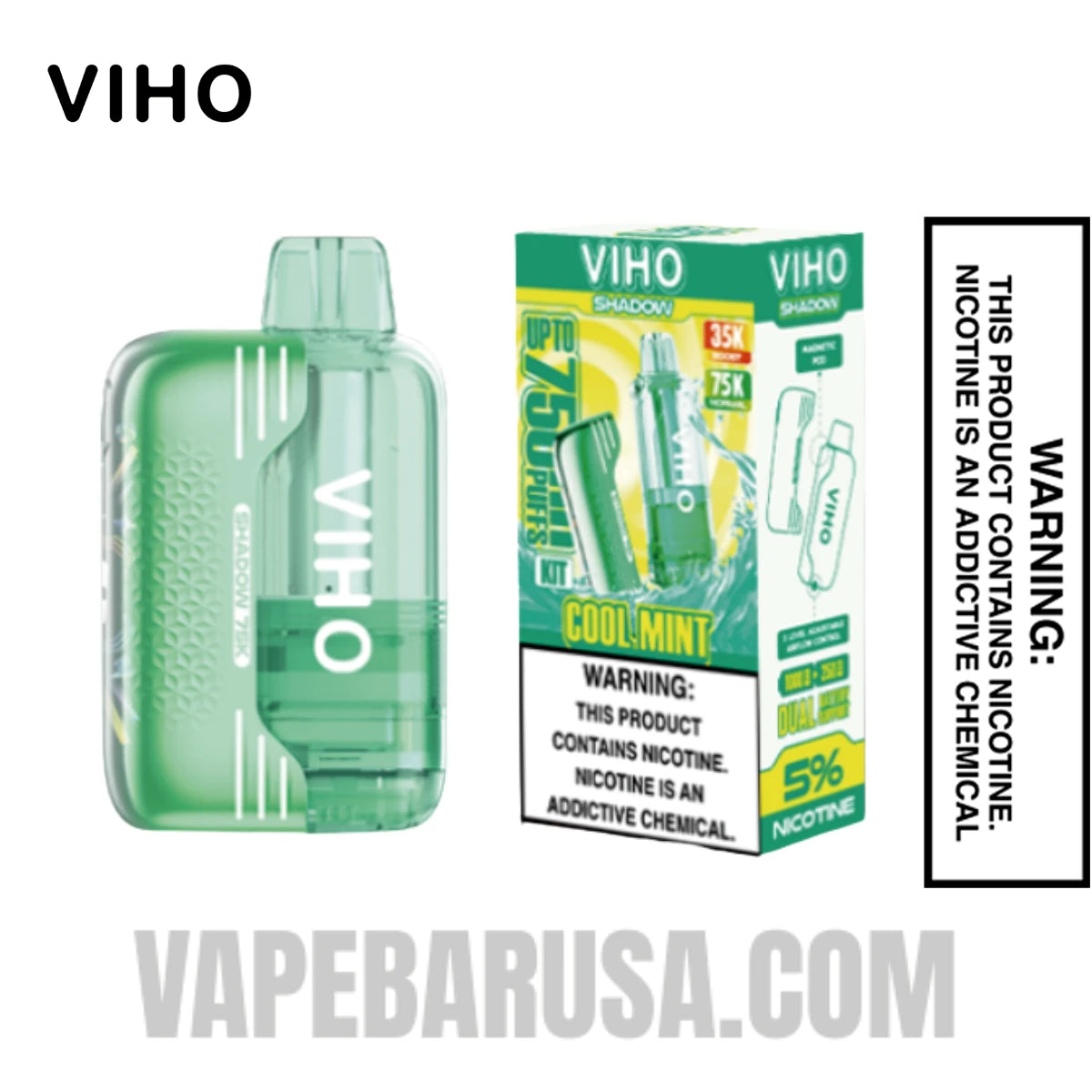 Cool Mint VIHO Shadow 75K Vape Kit With Package Box