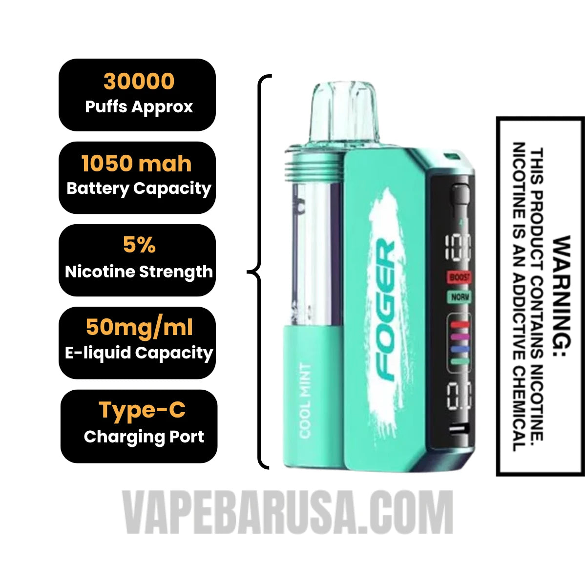 Cool Mint Foger Switch Pro Disposable Vape Specifications