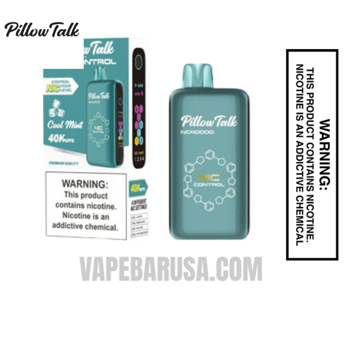 Cool Mint Pillow Talk Nic Control NC40000 Disposable Vape With Package Box
