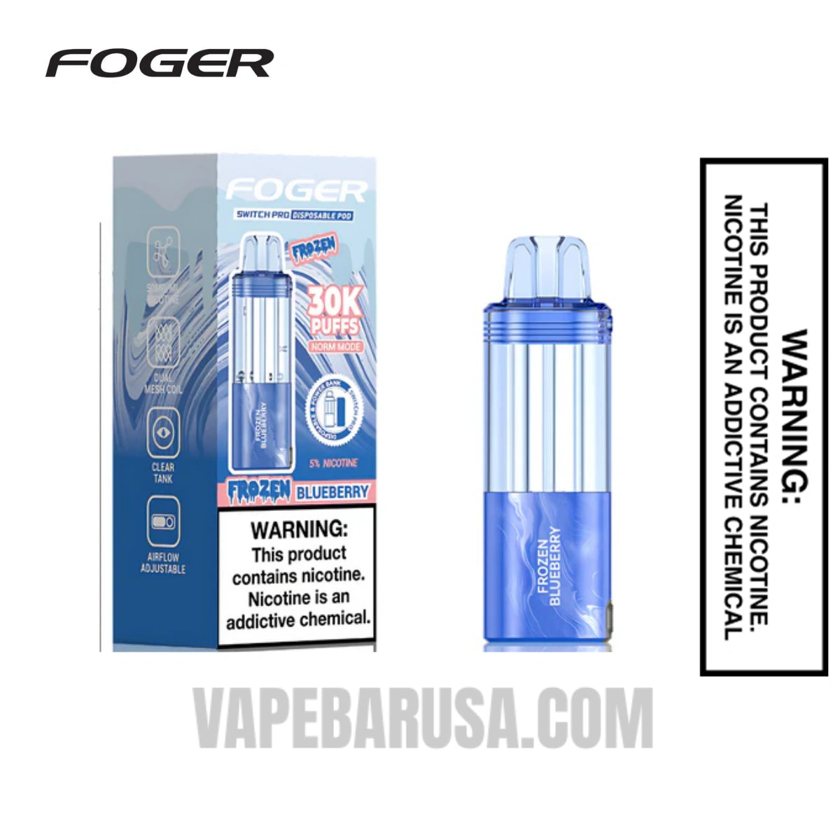 Frozen Blueberry Foger Switch Pro 30K Disposable Pod With Package Box