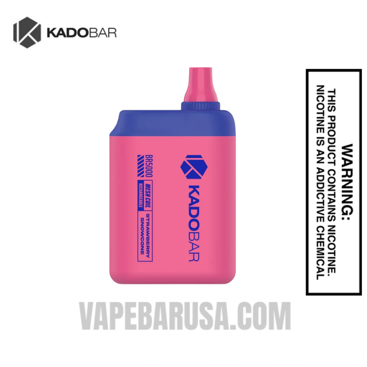 Strawberry Snowcone Kado Bar 5000 Puffs 0% Nicotine Vape