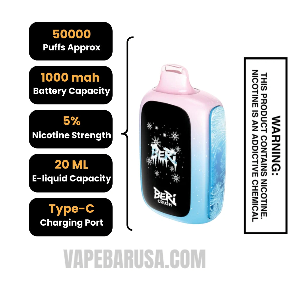 Cran Apple Smash Beri Crush 50K Disposable Vape Specifications